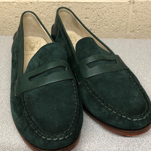 Cole Haan Green Suede Pinch and Sew Loafer  Ladies Size 9B - Picture 1 of 6